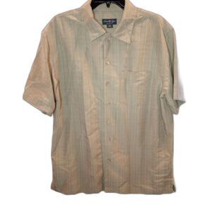 Men's Medium David Taylor Collection Tan casual collared button down shirt
